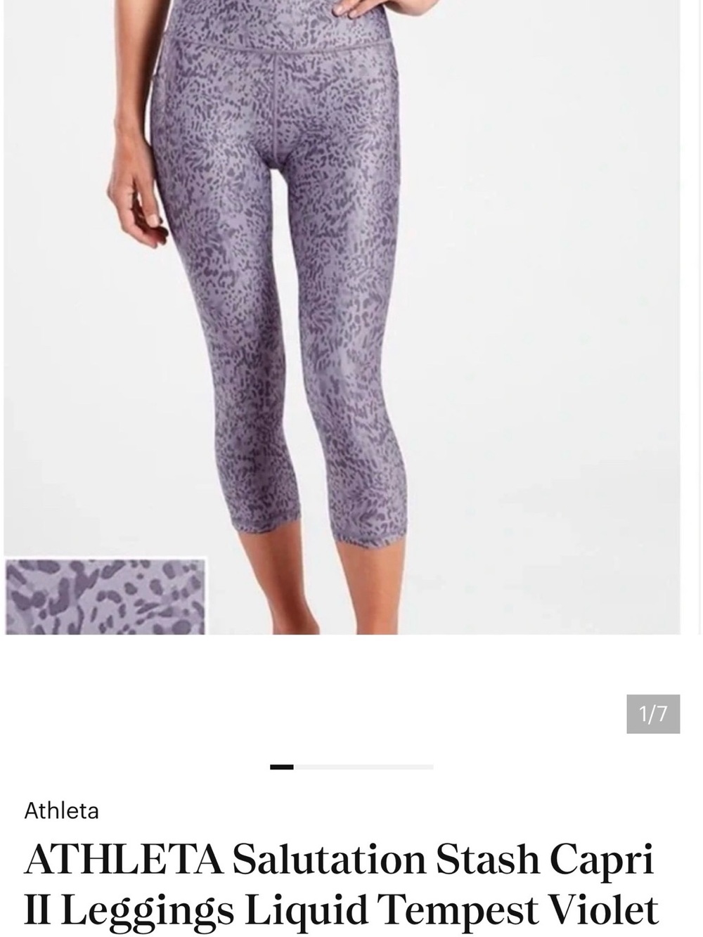 ATHLETA 2X Salutation Stash Capri II Leggings in Liquid Tempest Violet
